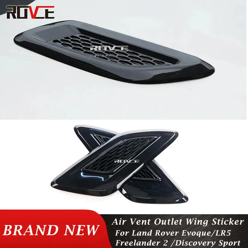 

ROVCE Hood Air Vent Outlet Wing Sticker For Land Rover DISCOVERY 5 L462 LR4 / Evoque/Freelander 2 Car Exterior Accessories