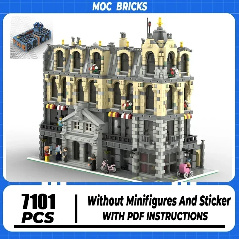 

Конструктор MOC: Модульная модель городского здания из технологичных кирпичиков для самостоятельной сборки, игрушка-уличный пейзаж