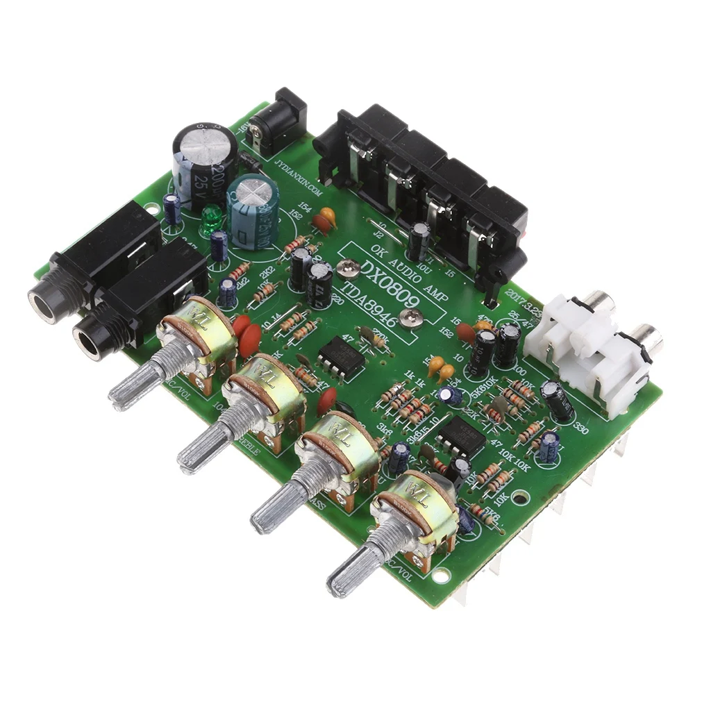 DX0809 Two-Channel Power Amplifier Board 60W Hi-Fi Stereo Audio Power Amplifier Volume Tone Control Board Kit