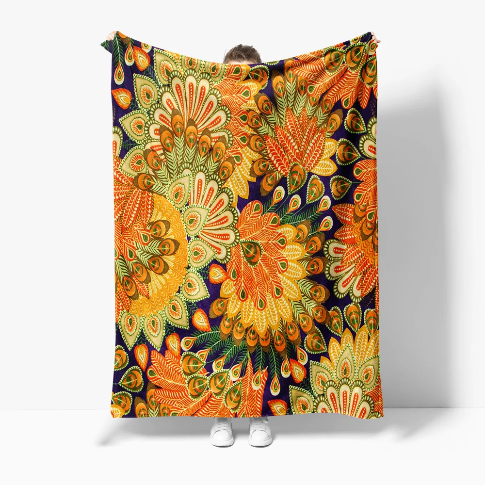 Vibrant Paisley Floral Print Blanket Decorative Throw Sofa Bed Cover for Living Room Bedroom Gift