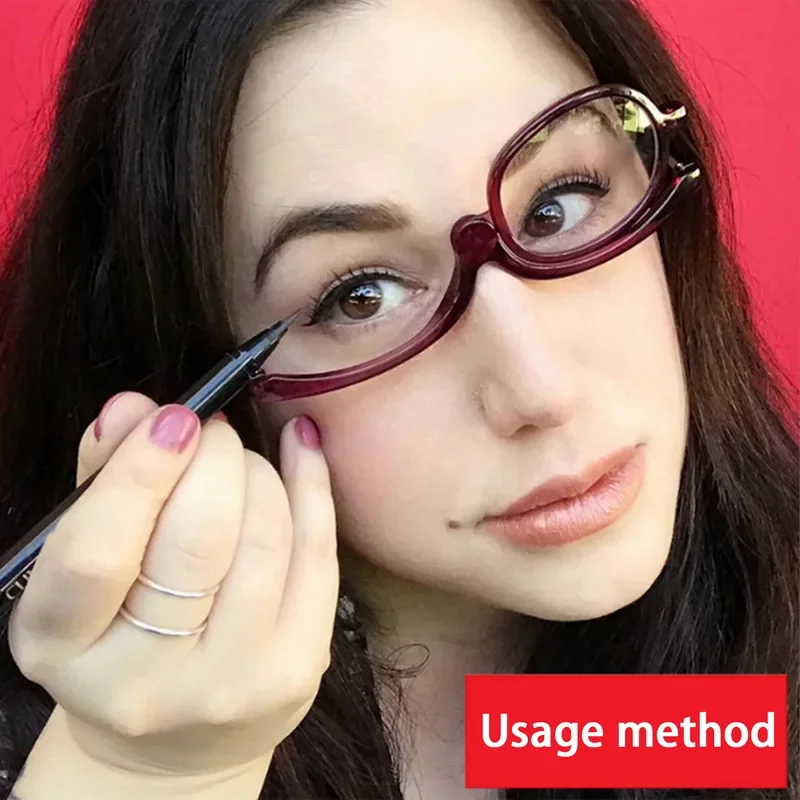 Ein Paar PC Kosmetik spiegel Lesebrille rotierende Monokel Damen Make-up Anti-Blau Lesebrille