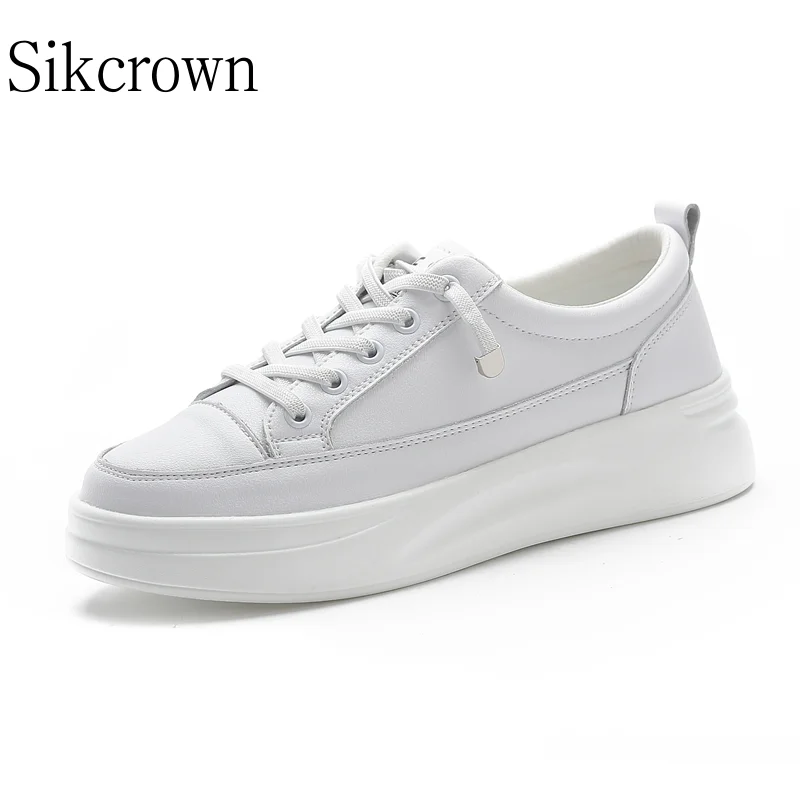 

White Sports Shoes for Women Nursing Shoes Genuine Leather Designer 3.5CM Height Increasing Platform Walking Shoes Casual Sneake