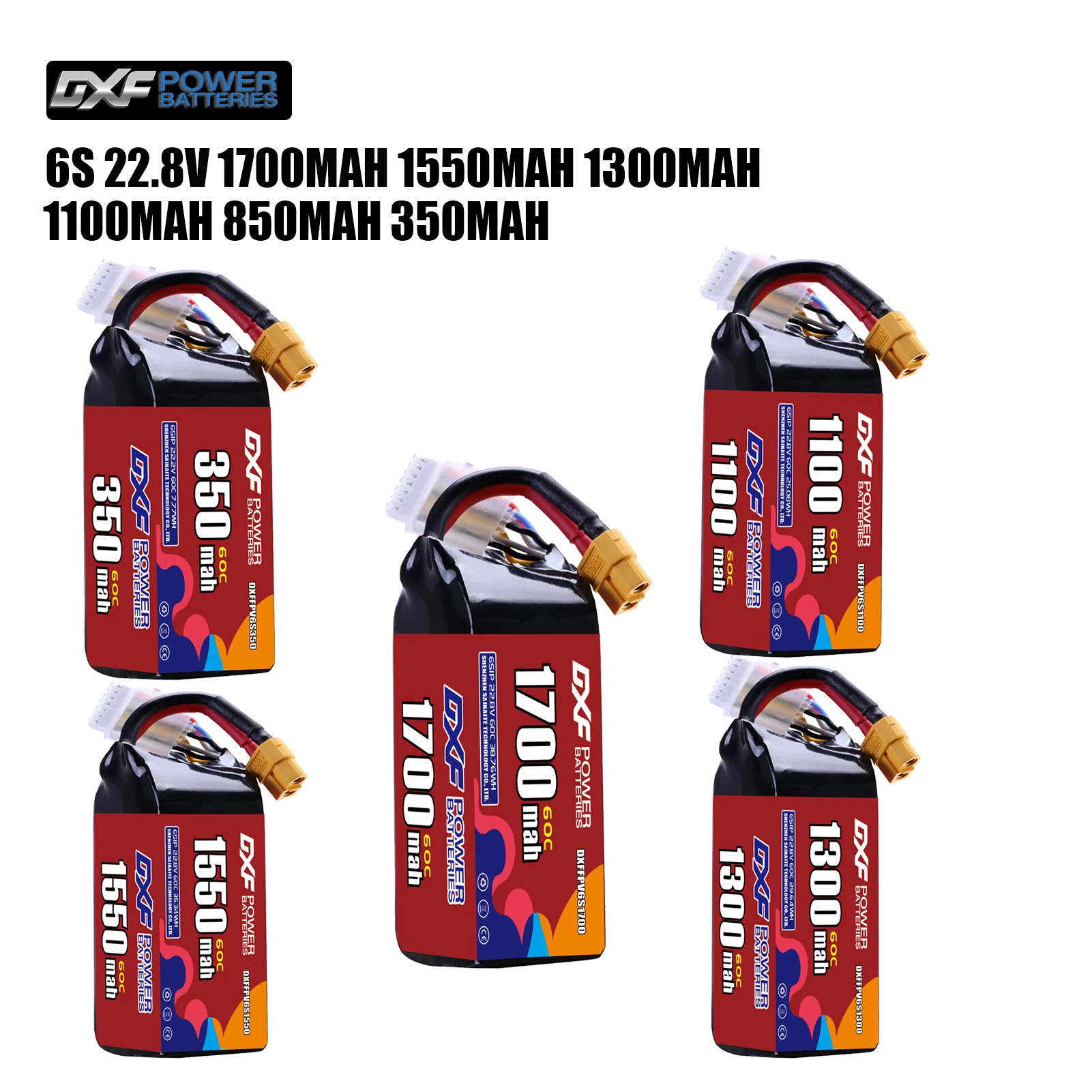 

DXF Lipo 6S Аккумулятор 22,8 В 1700 мАч 1550 мАч 1300 мАч 1100 мАч 350 мАч 60C XT30 XT60 JST Plug Самолет Вертолет Квадрокоптер FPV Дрон