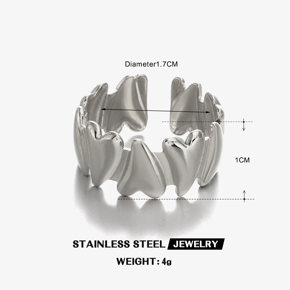 Valentine's Day Heart Ring Titanium Steel, Open Adjustable Love Shape Jewelry Gift for Her, Minimalist Dainty Stackable Ring, No