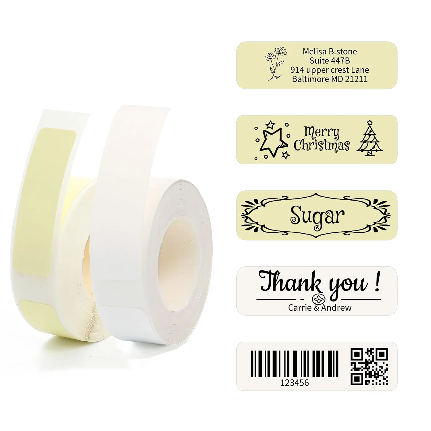 P11 Tape 12x40mm White/Color/Holo Labels Waterproof Laser Thermal Stickers for Office/Party/Gift, Compat. D30/P12/P11 Printers