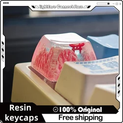 New Mechanical Keyboard Keycap Snow Mountain Mount Fuji Volcano Resin Keycap Personalized Sa Height Cross Hole Translucent