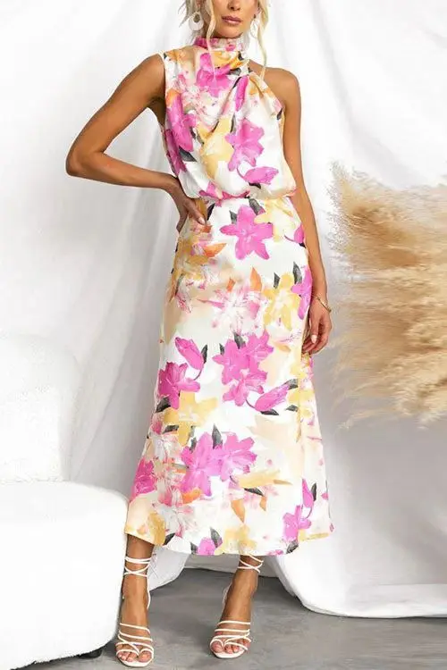 2025 Summer New Women's Floral Print Sleeveless Fashion Dress 23272