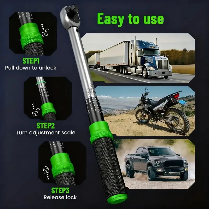 TaskStar 8 pezzi Set di chiavi dinamometriche per carichi pesanti Set di bussole novità professionali completi Precisione 3% 10-227Nm per auto moto bici