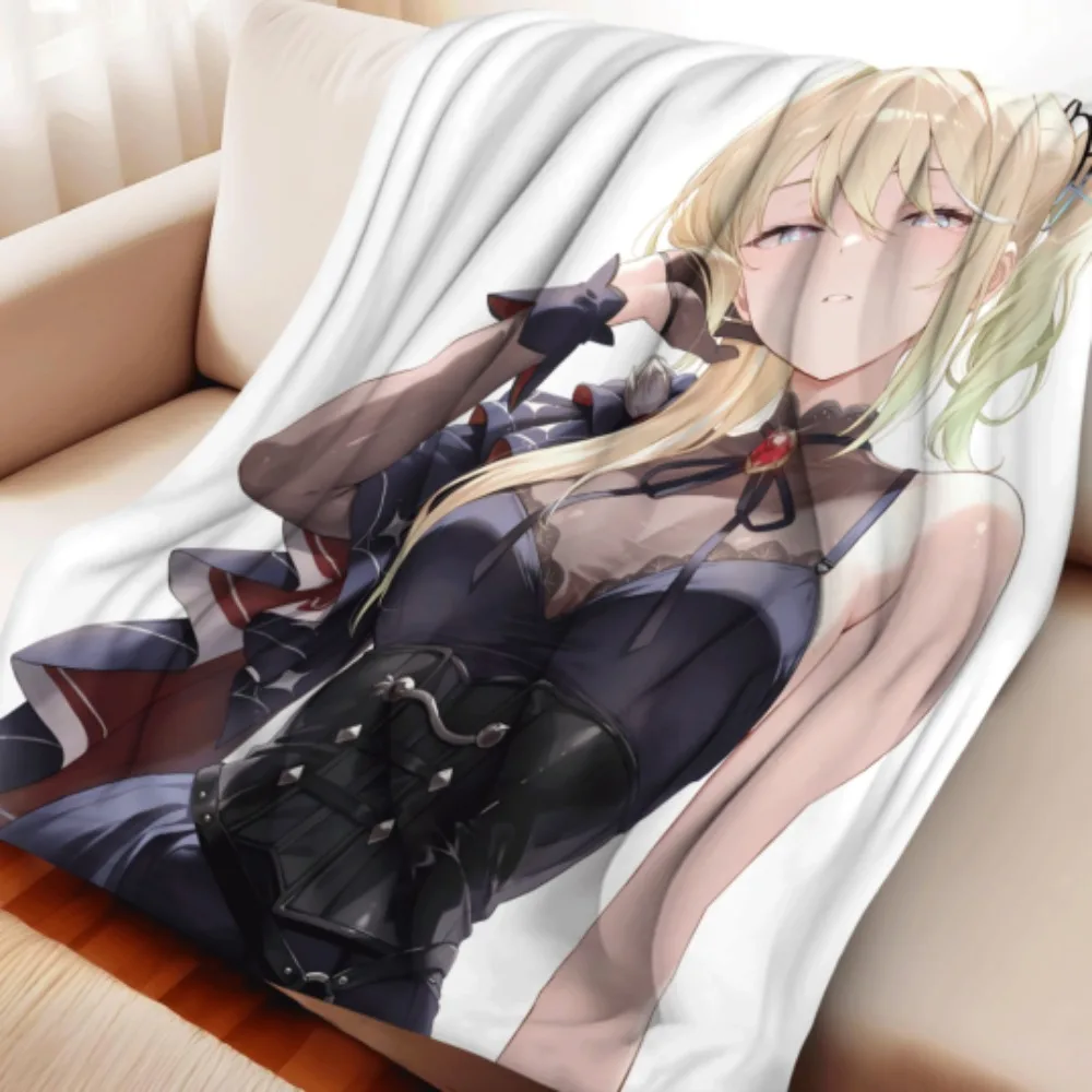 Jean Anime Girl Print Flannel Blanket Noble Lady Style Art Lightweight Warm Blanket for Bed Couch Travel