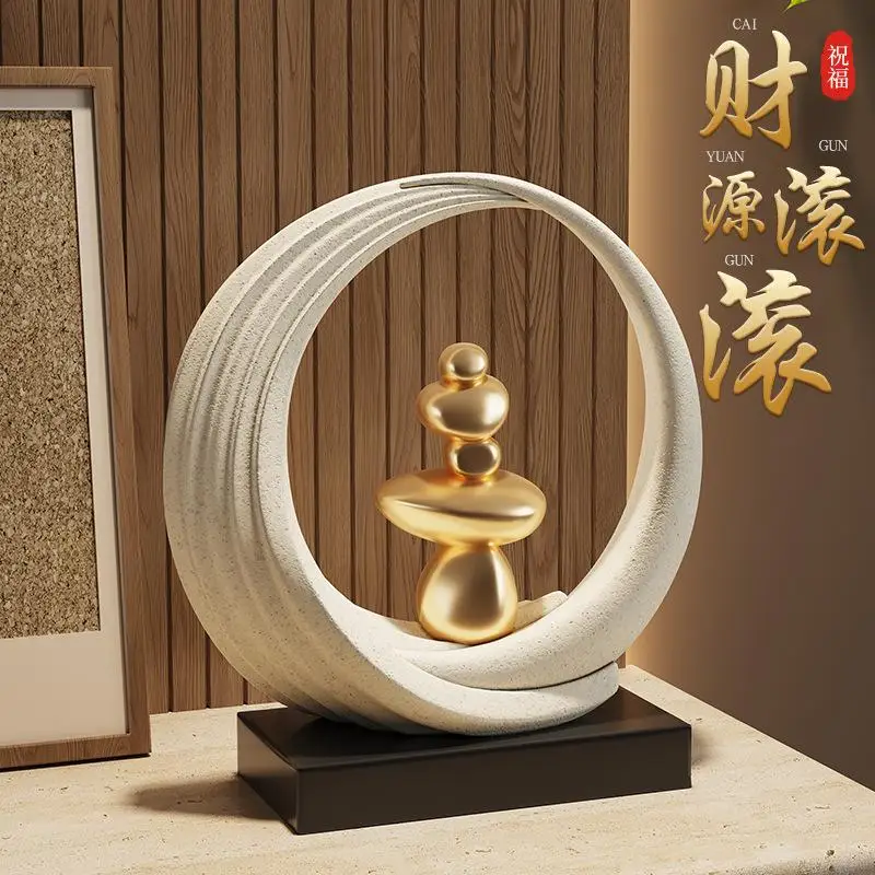Luxury-luxurious Office Desk Money Fortune Figurine. Stone-like Statue TV Cabinet For Study Room Decoration. Moving-in Gift.