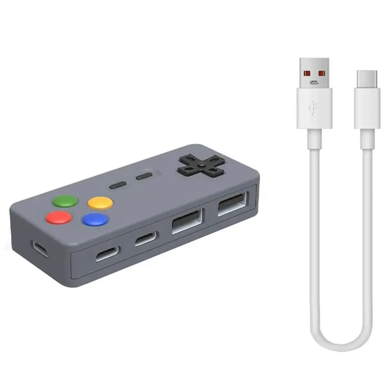 AED5-Portable HUB 4-In-1 USB Expander With 2 Type-C Ports And 2 USB Ports,For Mouse, Keyboard, And USB Flash Drive