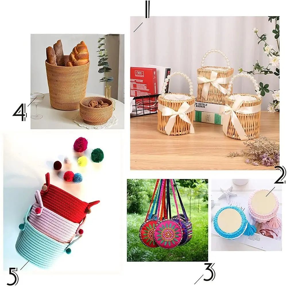 6PCS/SET Natural Wooden Basket Bottoms Multipurpose Handmade DIY Crochet Base Portable Convenient Weaving Bag Bases Colleague