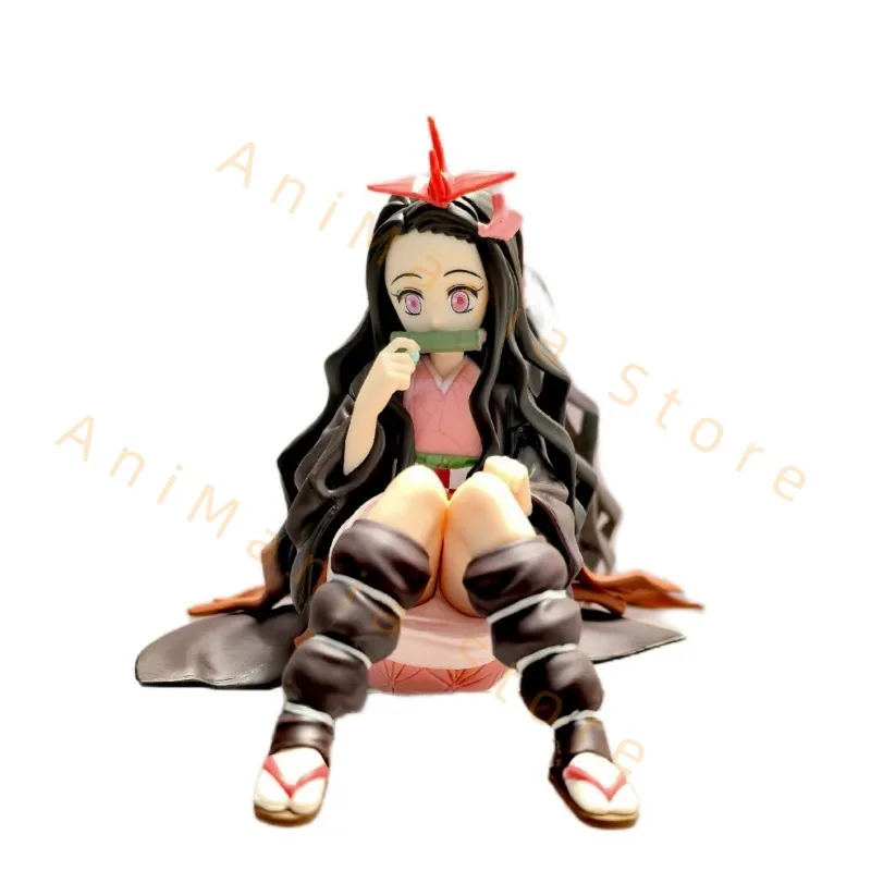Em estoque demon slayer kamado nezuko cor primária postura sentada prêmio figura brinquedo presente anime coleção modelo hobby
