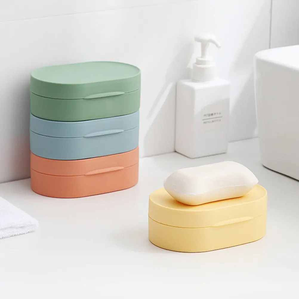4Pcs Travel Soap Box Sturdy Drainable Bar Soap Holder Storage Boxes for Bathroom Kitchen Shower Drain Box for Bathroom