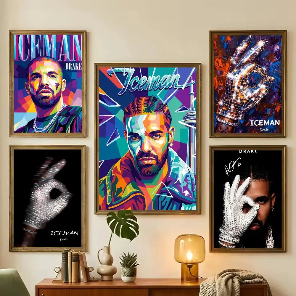 Rapper D-Drake Iceman Music 2026 Painting Calligraphy Stylish Wall Art Poster, Bedroom Living Room Home Decor Gift