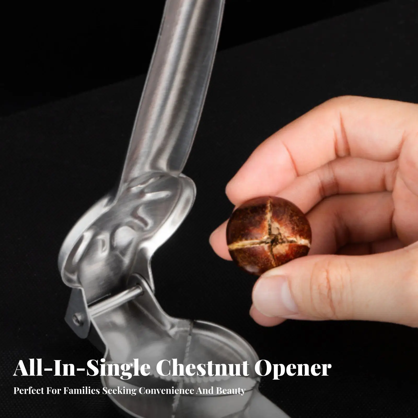 Stainless Steel Chestnut Cracker Clip Serrated Blade Nut Opener Sheller for Chestnuts Walnuts Kitchen Tool Easy Scoring for
