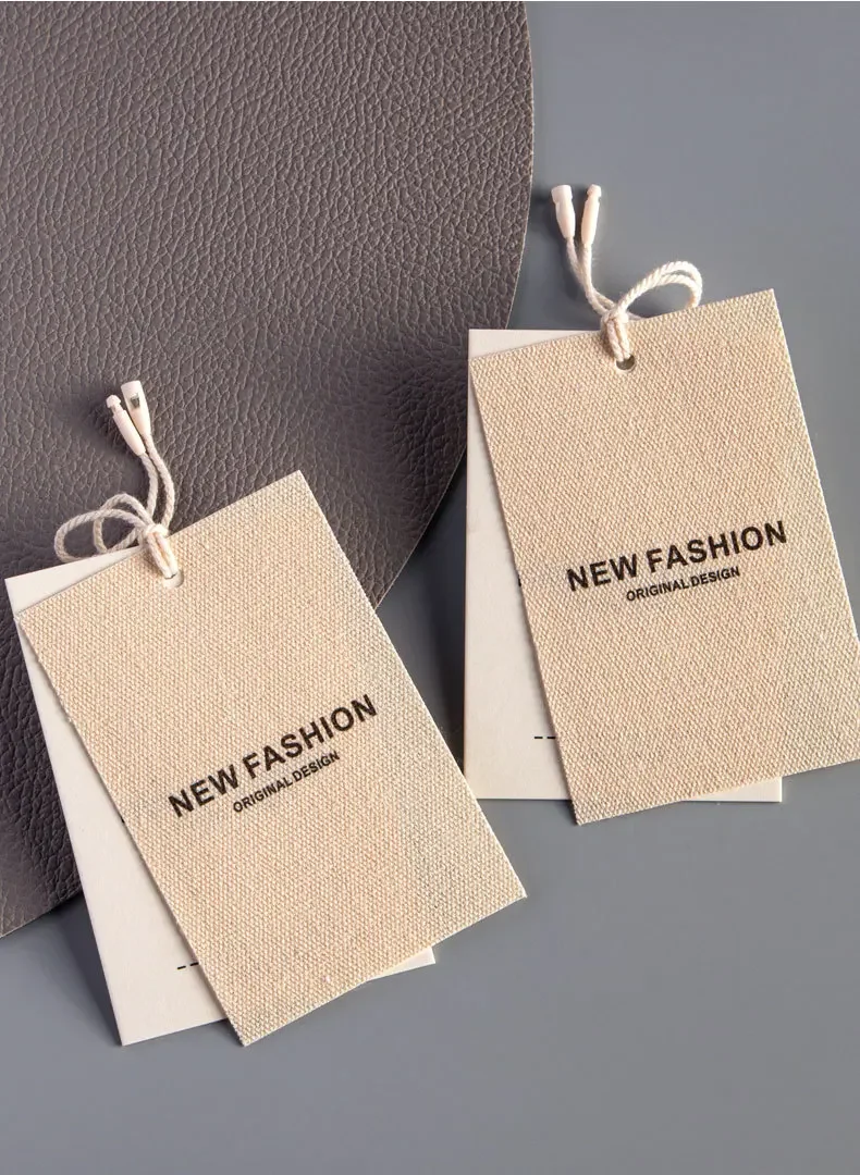100pcs Cotton and Linen Canvas Universal Hangtags Clothes Logo Hanging Tags Business Paper Tags Hang Cards Printing with String