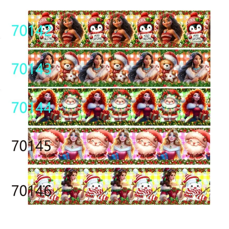 

(50 ярдов) Принцесса Диснея с клетчатой рождественской корсажной лентой с принтом для праздника аксессуары из искусственных материалов