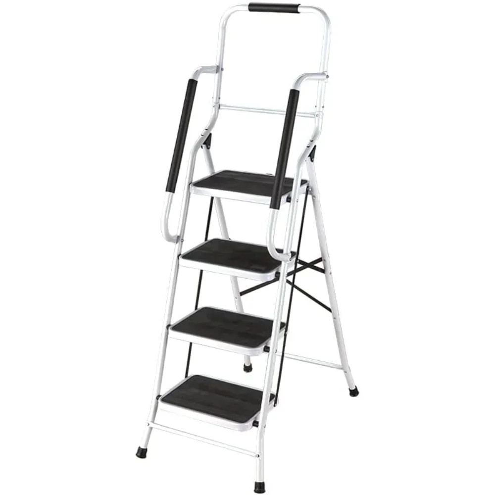 

4-Step Project Ladder Folding Step Stool with Side Handles for Balancing and Grip,Wide Anti-Slip Steps, with Convenient Handgrip