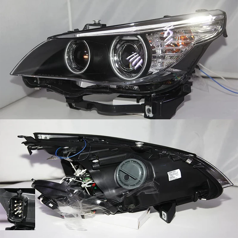 Reflektory LED CCFL Angel Eyes 2003 do 2004 roku Do BMW E60 523i 525i pasujące do oryginalnego samochodu z żarówkami ksenonowymi HID LF