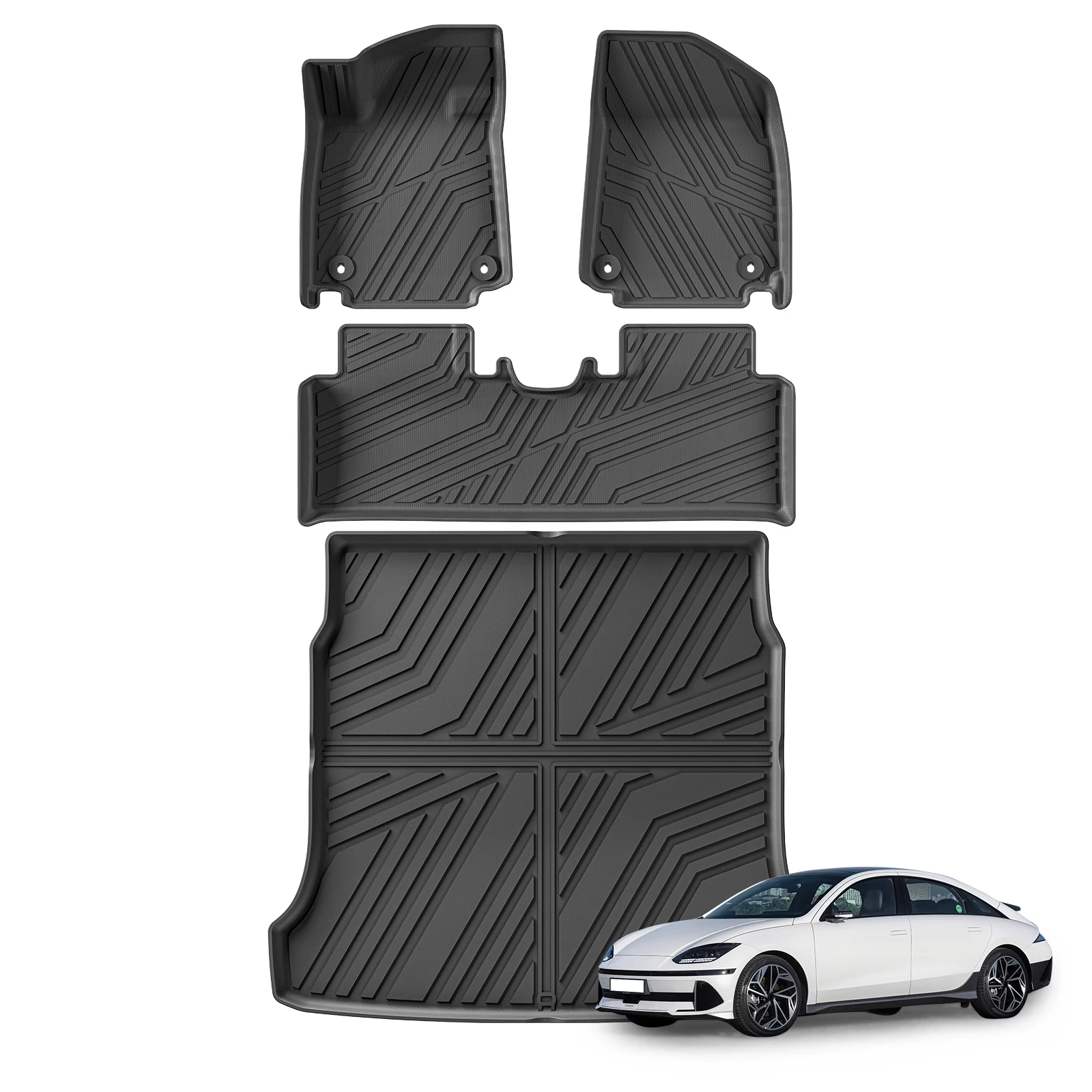 

for Hyundai Ioniq6 2023 2024 Car Floor Mats Cargo Liner Trunk Pad TPE 3D Waterproof All Weather Left Hand Drive