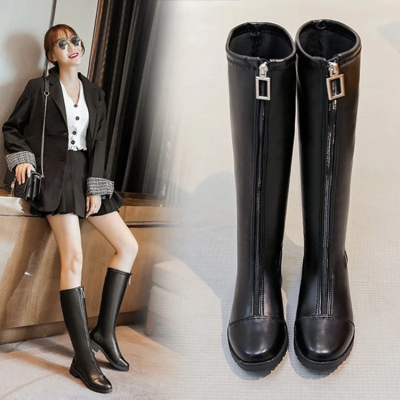 Comemore Women Shoes Winter Knee Boots Fashion Waterproof Snow High Boot Warm Leather Long Black Autumn 2023 Zapatillas Mujer