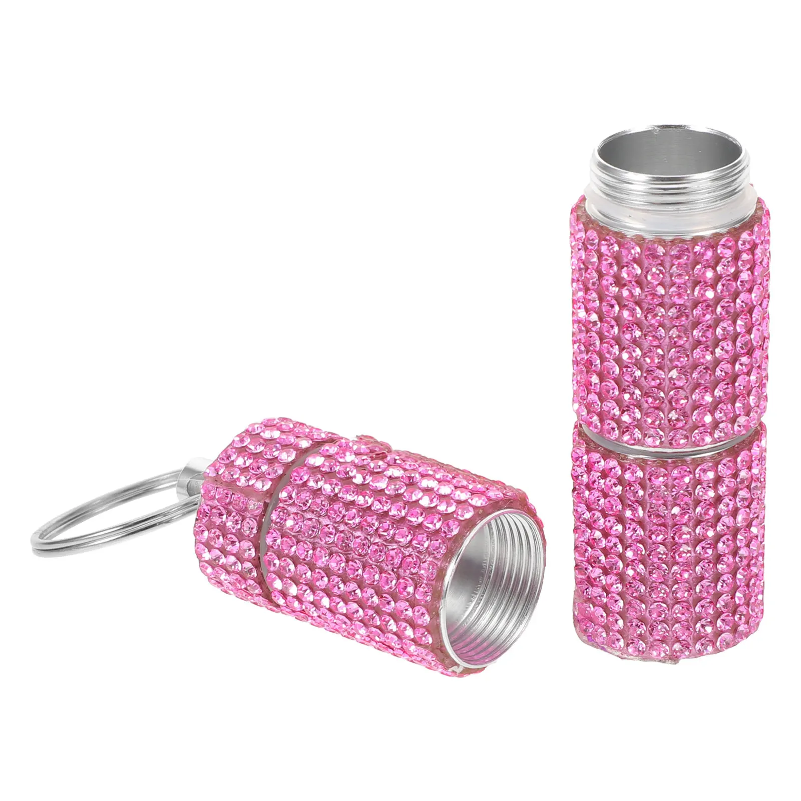 

Брелок-таблетница со стразами, 3 секции, маленький портативный футляр для таблеток, металлический органайзер для лекарств, дорожный контейнер для витаминов для ежедневного использования