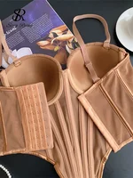 SINGREINY Fashion Solid Corset Lingerie Top Ladies Strap Sheer Mesh Slim Camisole American Retro Backless Beach Sexy Tank Top - Image 6