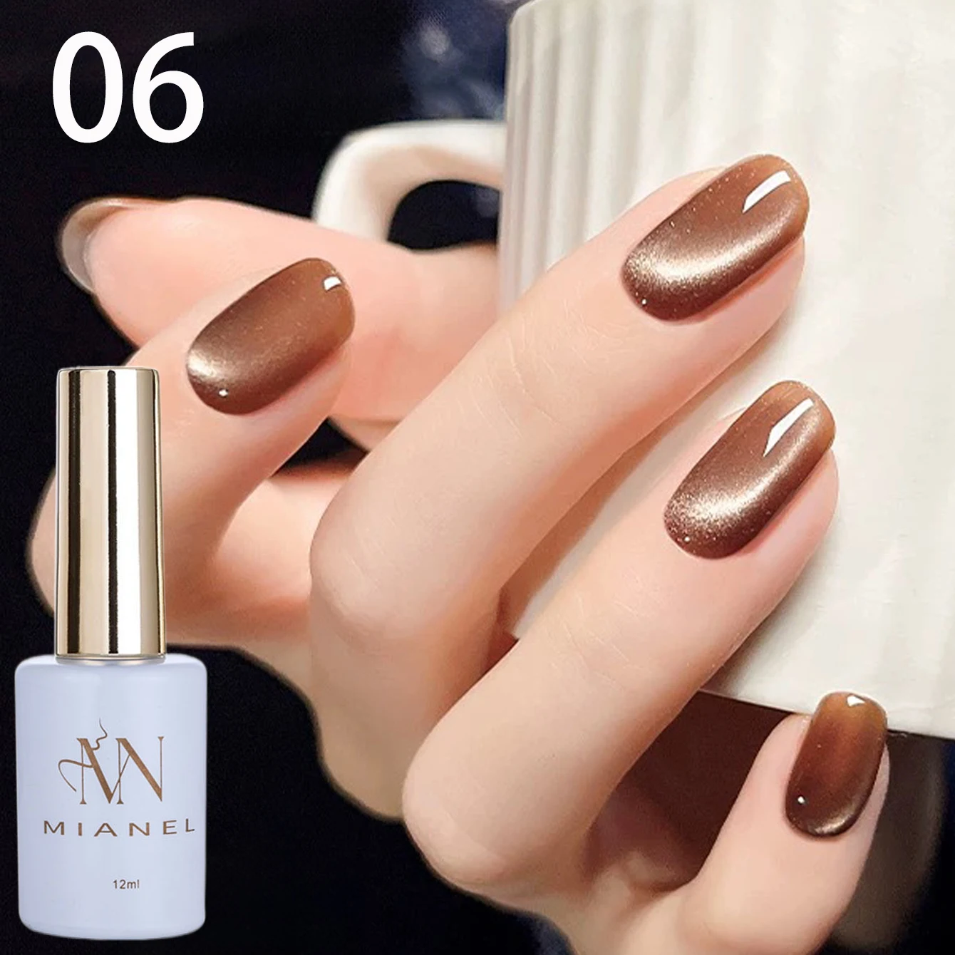 12ML 1-6개 가을 겨울 6색 마이야르 시리즈 캐러멜 라이트 벌브 화이트닝 캣 아이 젤 네일 폴리시 크리스마스 할로윈용