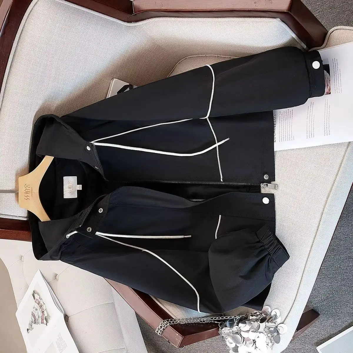 Spring Autumn Windbreaker Coat Women's 2026New Fashion Hooded Korean Jacket Trend Casual Outwear Temperament Female Overcoat Top