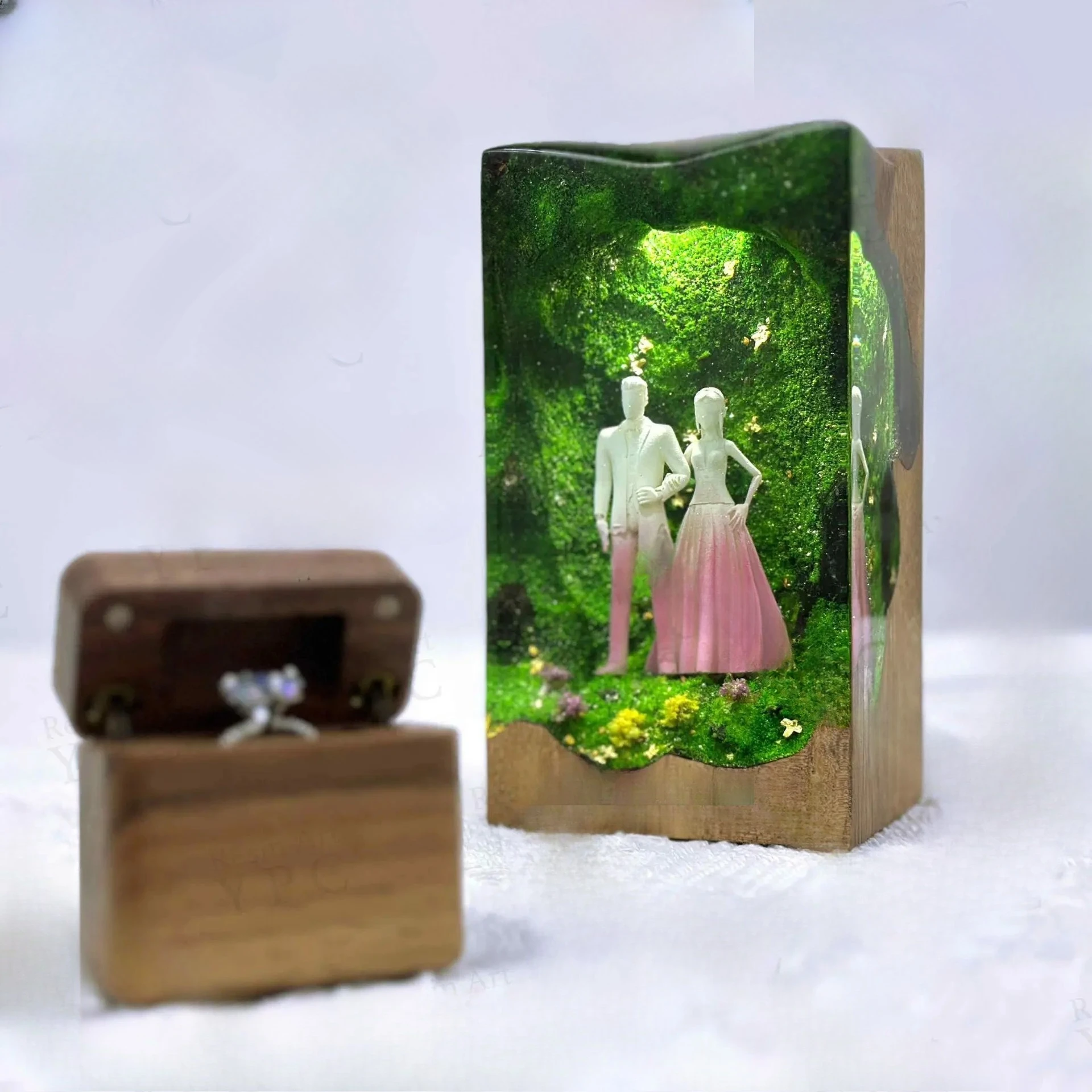 

Европейская и американская креативная свадебная серия, деревянная эпоксидная смола, помолвка, свадебное украшение на столешницу, свадебный подарок