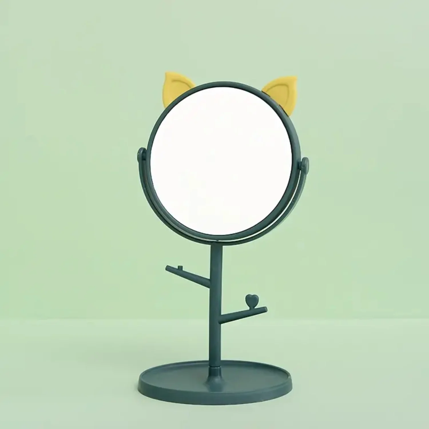 

Portable Tabletop Mirror with Jewelry Stand - Rotating Cosmetic Makeup Mirror for Home Countertop, Desk, Shaving, Dresser