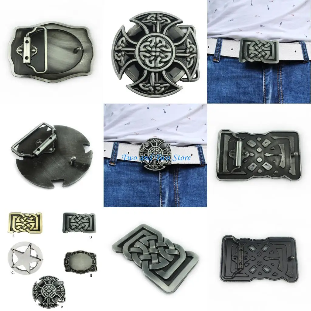 

HX6F Belt Buckles Filigree Gift for Father Teacher Replacement Belt Buckle for Men Vintage Metal Celts Replacement