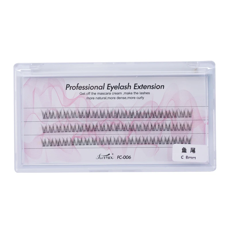 ファンミックス マーメイドつけまつげ フィッシュテールヘア ナチュラルソフト グラフトまつげエクステ 個別クラスタ植毛まつげ