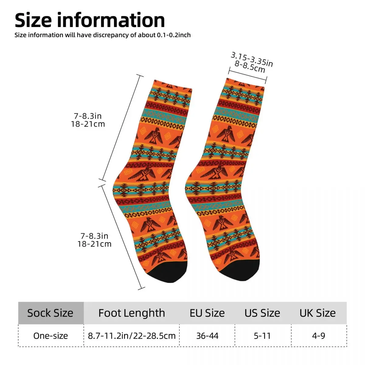 Funny Crazy Sock for Men Indian Thunderbird Hip Hop Harajuku Boho Happy Pattern Printed Boys Crew Sock Novelty Gift