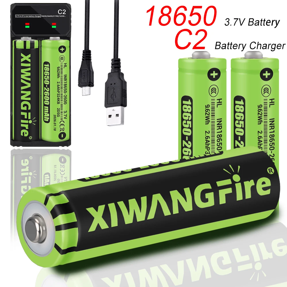 

100% BrandNew Original High-quality XIWANGFIRE 18650 2600mah 3.7V Lithium-ion Rechargeable Battery with Gift LED Mini Flashlight