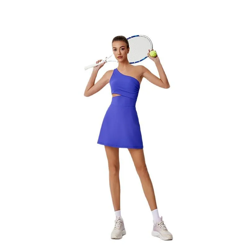 Сексуальная спортивная юбка на талии на одно плечо, теннисная юбка для гольфа телесного цвета, приятная для кожи, быстросохнущая одежда для йоги, женская одежда