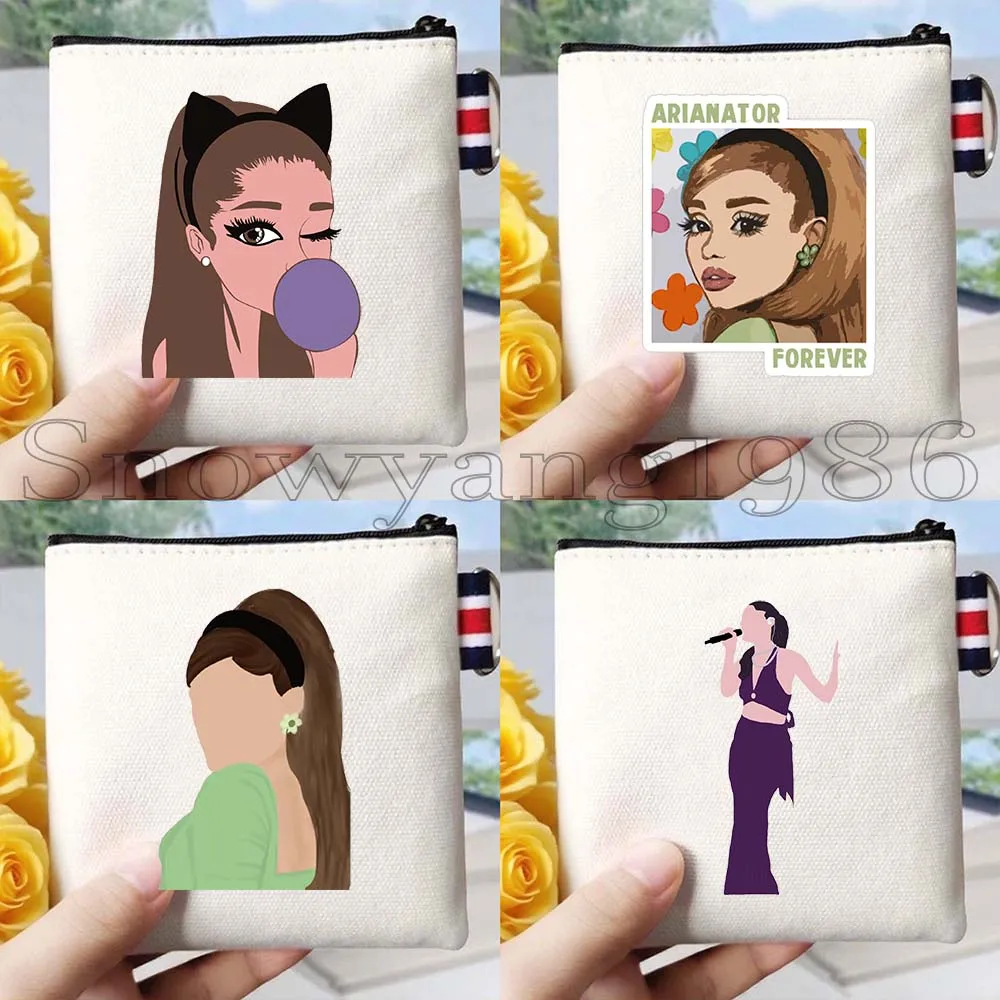 

4PCS Ariana Grande Positions Music Singer Artist Poster Fan Gifts Canvas Coin Purse Square Key Storage Card Bag Wallet Pouch