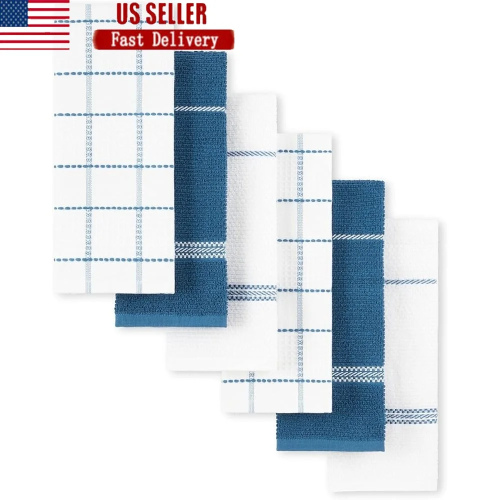 

Современный хлопковый набор кухонных полотенец, 6 шт., впитывающая вафельная махровая ткань двойного назначения, текстурированные полотенца для приготовления пищи, 16x28