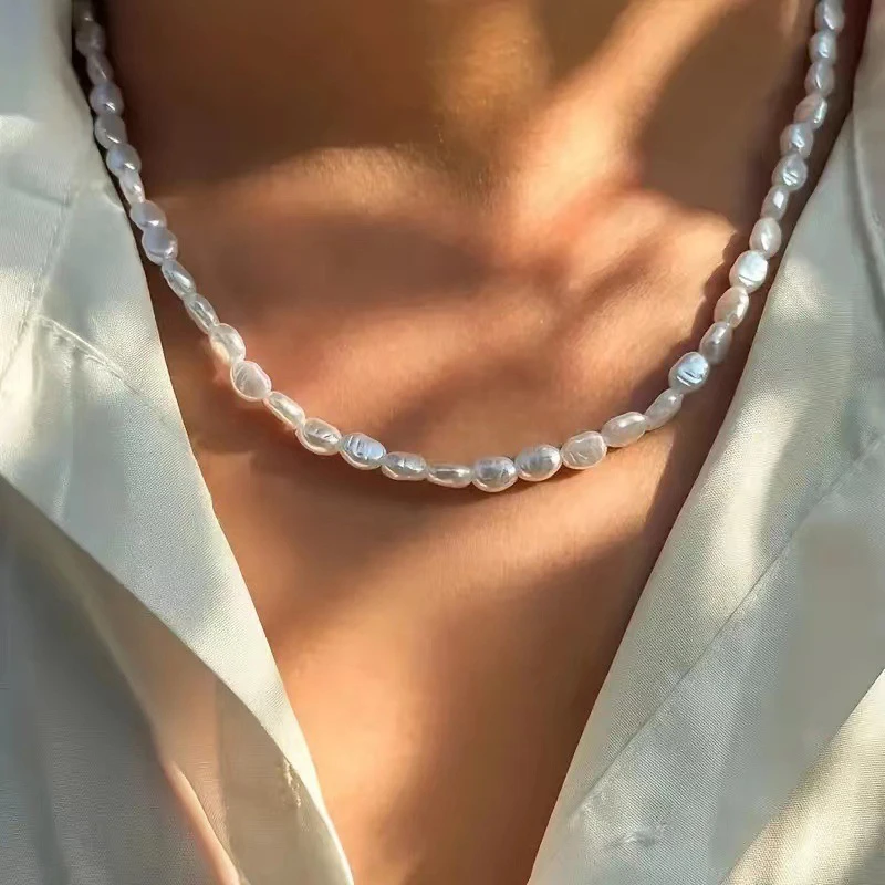 New Fashion Simple Imitation Pearl Choker Necklace For Women Vintage Elegant Beaded Temperament Necklace Wedding Party Jewelry