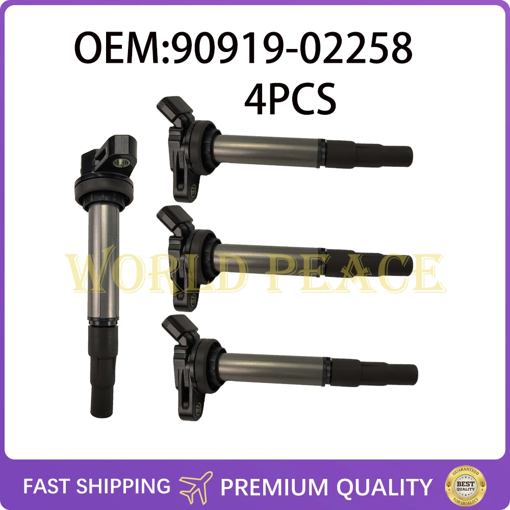 

4PCS Ignition Coils Plug 90919-02258 For Toyota Corolla Prius Lexus CT200h 2ZRFE 1.8L 9091902258 90919 02258 UF-596 UF-619