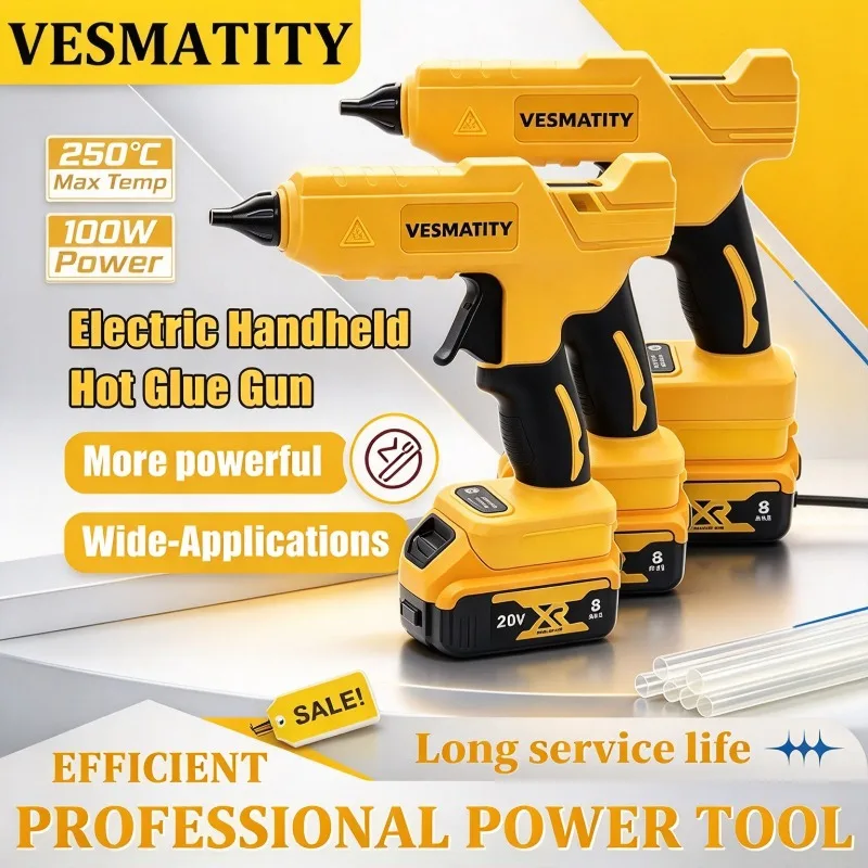 NEW Handheld Electric Hot Glue Gun Cordless Anti‑Scald Nozzle Hot Melt Welding DIY Repair Tool Compatible with 18V Battery