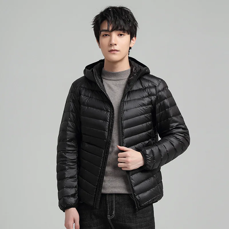 Men Basic Short Hooded Parkas Solid Color Lightweight Down Cotton Coat Man Korean Casual All-Match Zipper Winter Quilted Jacket