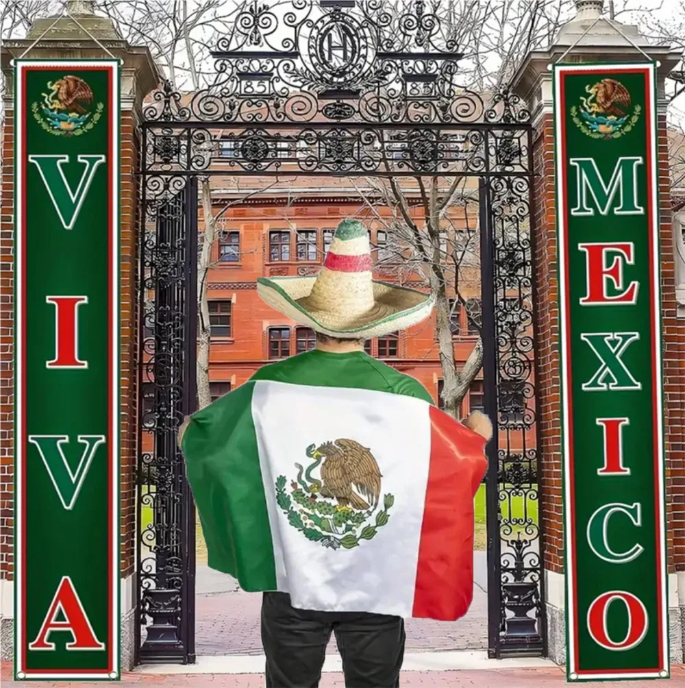 

2pc Viva Mexico Mexico Independence Day Front Door Banner September 16th Party Decoration DoorHanging Sign Indoor Outdoor Supply