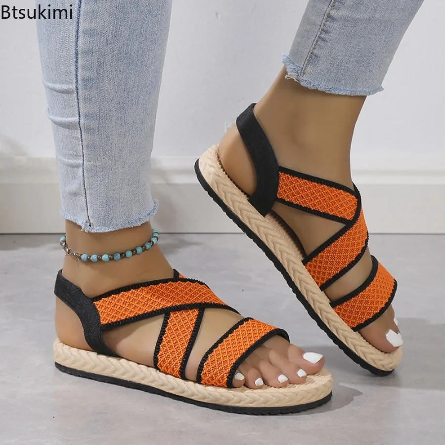New 2025 Summer Women's Sponge Platform Flat Shoes Round Toe Flip Flops Female Beach Slippers Outdoor All-match Casual Slippers