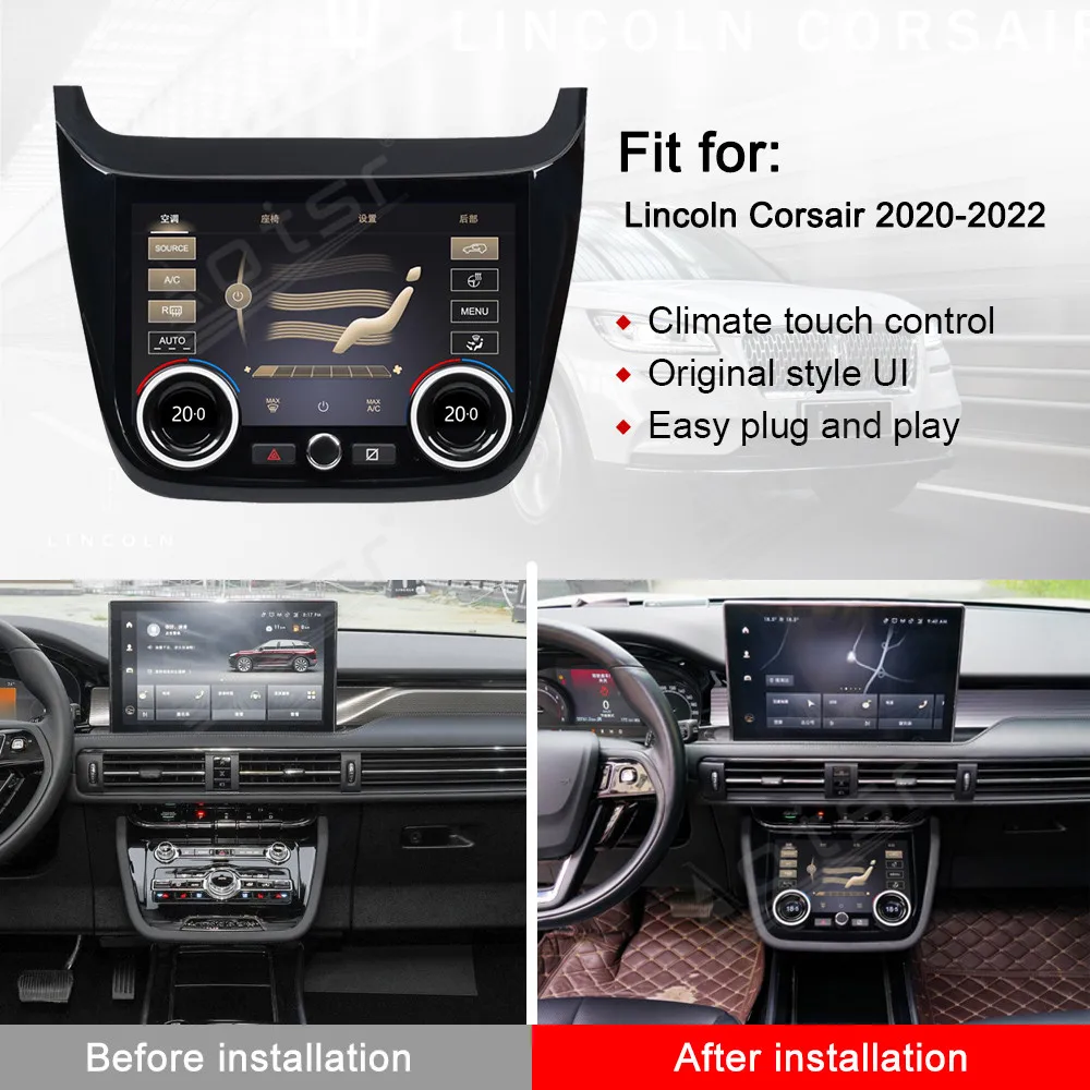 New Air Condition Control Board For Lincoln Corsair 2020 2021 2022 Climate Touch LCD Creen AC Panel Car Multimedia Player