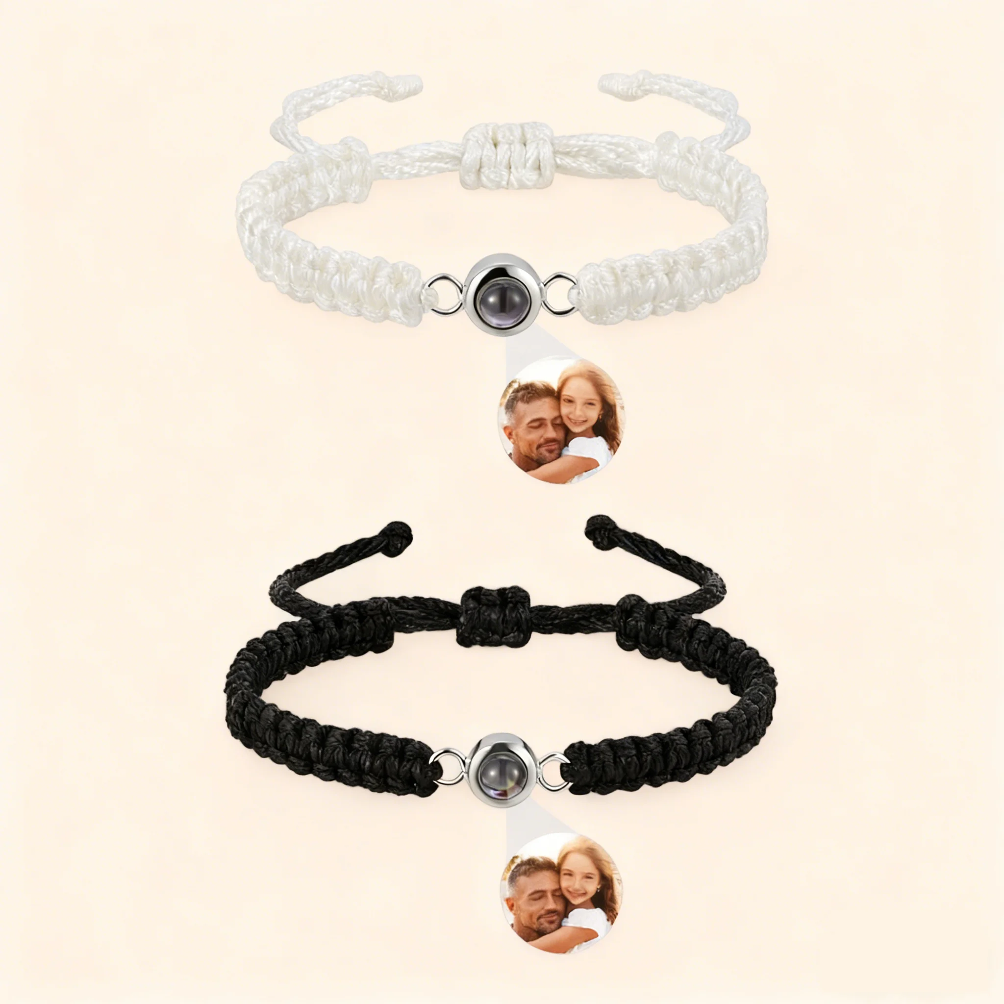 

Custom Photo Projection Bracelet Hand Woven Rope Chain Personalized Photo Projection Bracelet Couple Family Pictures Bracelet