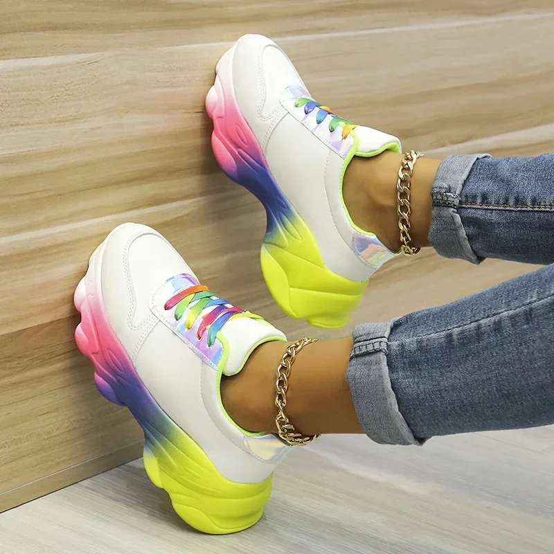 2021Thick bottom white shoes women's summer thin sneakers 2021 new women's casual shoes muffin flat bottom