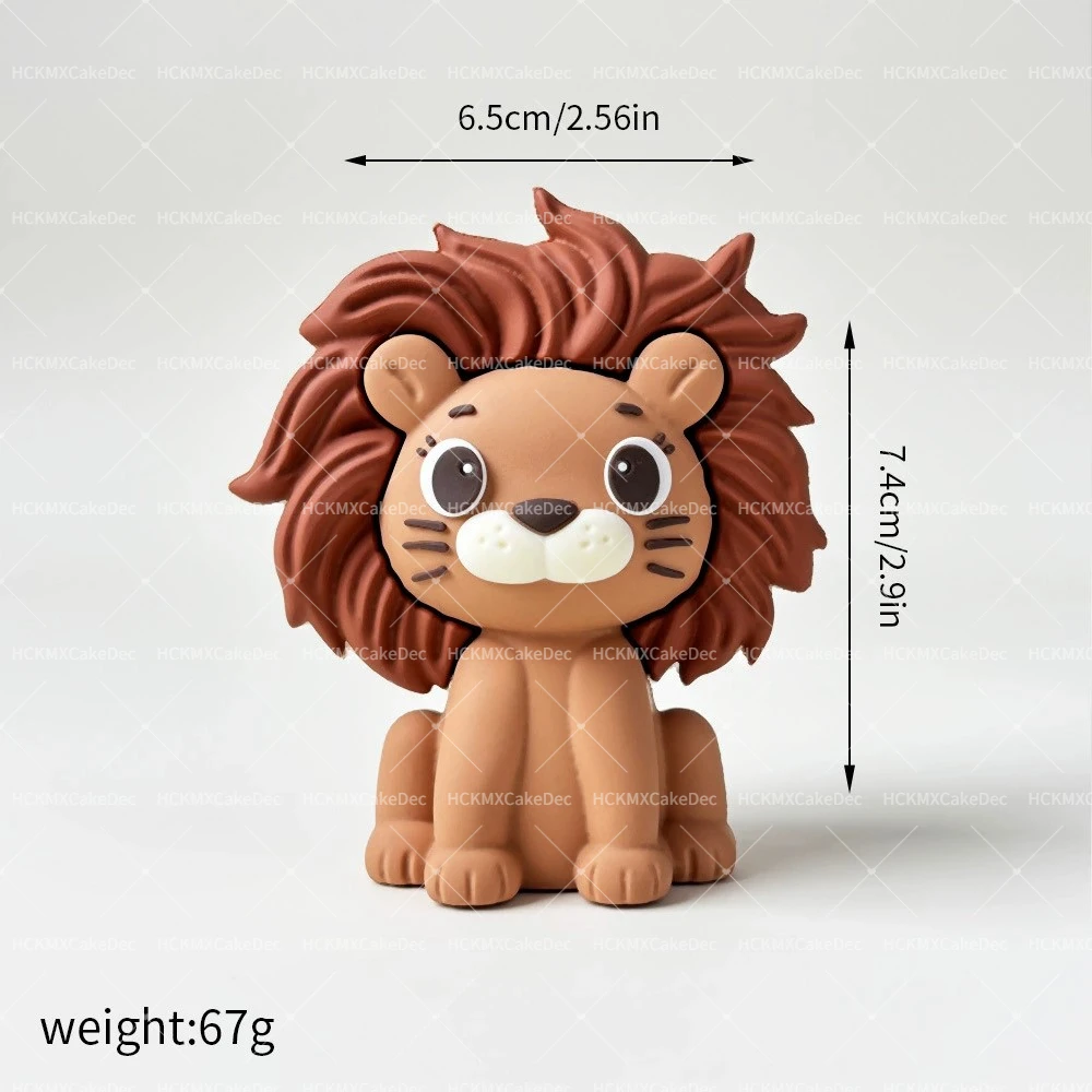 2 Stück/12 Stück Dschungel-Safari-Tier Tortendekoration Giraffe Elefant Löwe Tiger für Babyparty Geburtstagstorten-Deko – Detail 6
