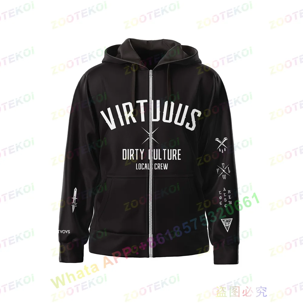 Virtuous Mens Hipster Hip Hop Zipper Hoodie Print Hooded Pullover Sweatshirt